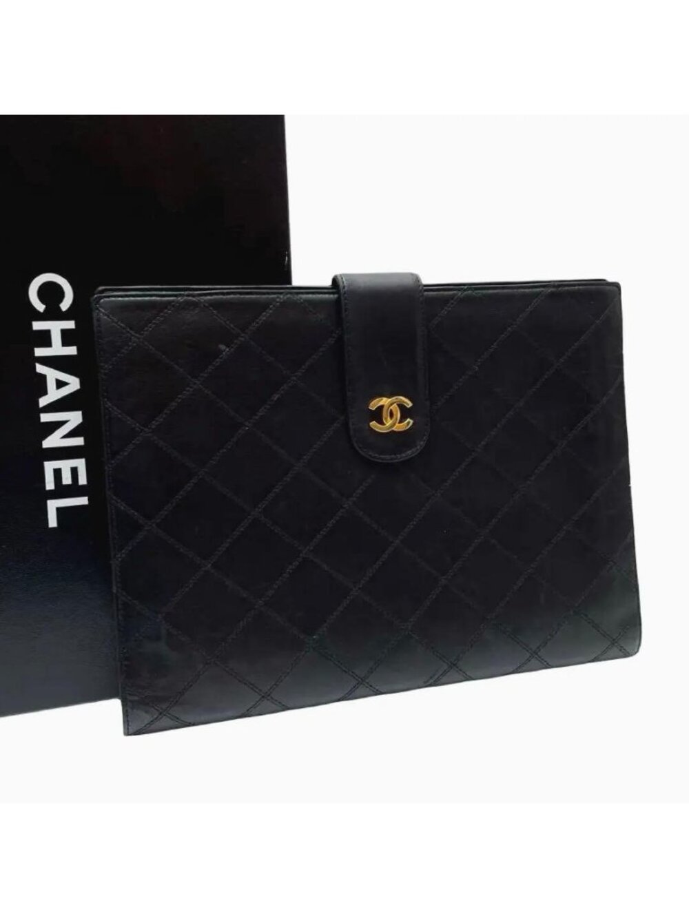 Chanel Bicolor Quilted Lambskin Clutch